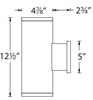 Foto para 48w 3120lm 30K 12" ⌀5" Tube Architectural Outdoor Double Flood Toward the Wall High Performance Graphite WW LED Wall Sconce