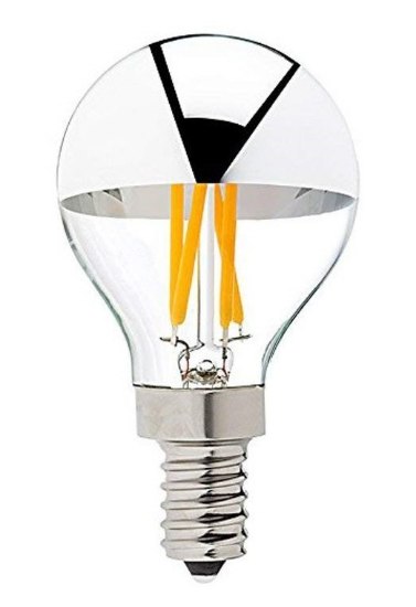 Foto para 4w 400lm 27k 120v E12 G14 (G45) (80x45 mm) Half Silver Filament Dimmable SW LED Light Bulb