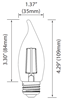 Foto para 5w ≅40w 325lm 22k 120v E26 BA10 Filament Candle Dimmable SW LED Light Bulb