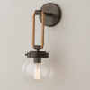 Foto para 17¾" Coastal Cottage Rope Globe Distressed Warm Bronze E26 Dimmable Sconce