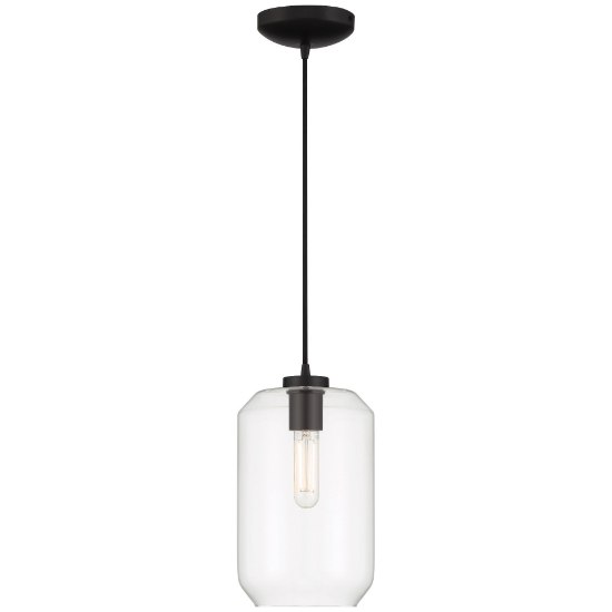 Foto para 7" Clarity Clear Cylinder Black T10 E26 Pendant