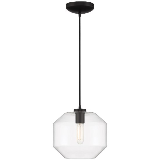 Foto para 10"Clarity Clear Tapered Cylinder Black Pendant